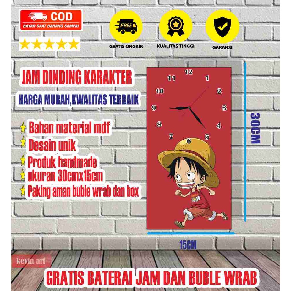 JAM DINDING BESAR ONEPICE UNIK KEREN LUFFY KOLEKSI ANIME DEKORASI DINGDING POSTER KAYU HIASAN TEMPEL TEMBOK TERBARU MINIMALIS MURAH