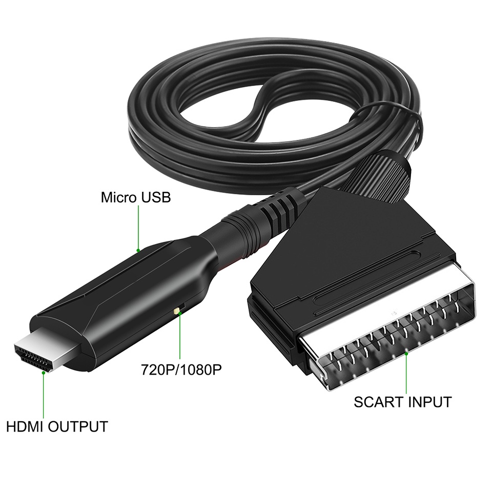 Vaorlo Kabel Adapter Converter HDMI Ke SCART SCART-HDMI-compatible Output Video Audio Untuk HDTV DVD Sky STB