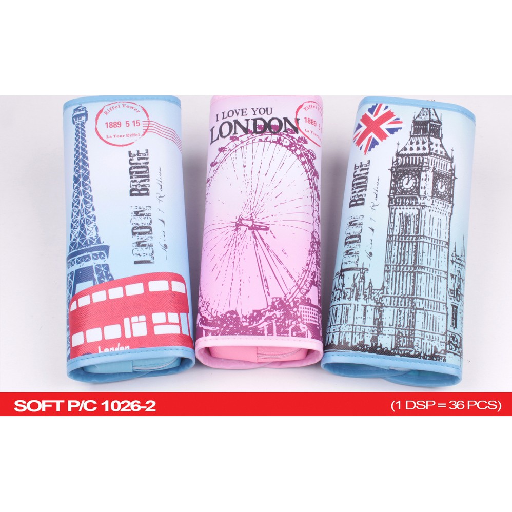 Tempat Pensil Kain Sleting London Bridge/ Eiffel Tower 1026-2