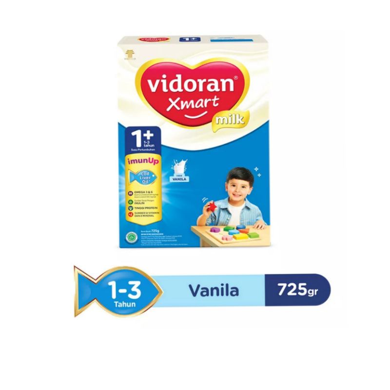 VIDORAN Xmart Milk 1+ 3+ &amp; 5+ Rasa Madu/Vanila/Cokelat 700gr