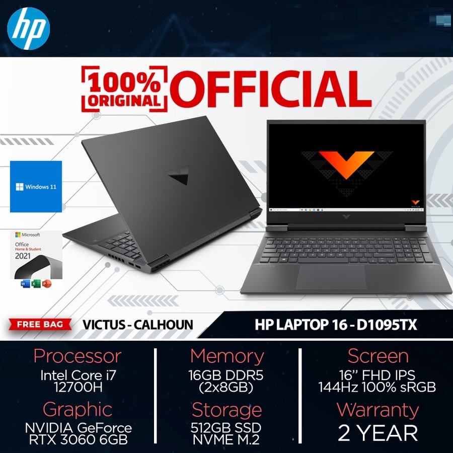 Jual HP Victus Gaming 16 D1095TX Core i7 12700H 16G SSD 512G RX3060 6G ...
