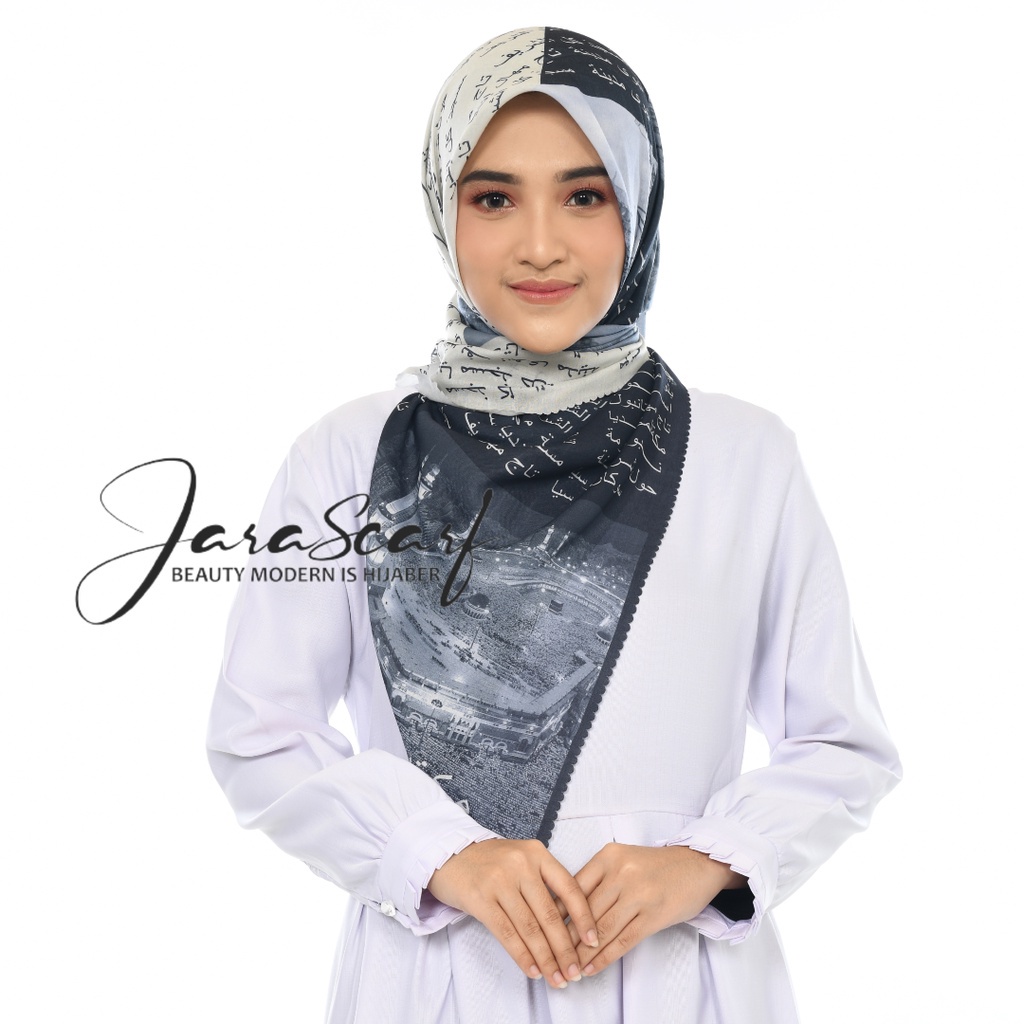 (READY )Jilbab Segiempat Voal Motif Koran Arab Premium
