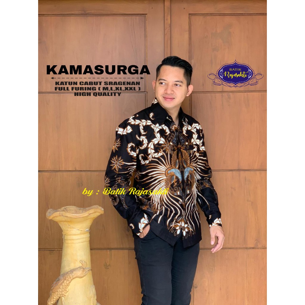 KAMASURGA Kemeja Batik Pria Full Furing Bahan Katun Sragenan