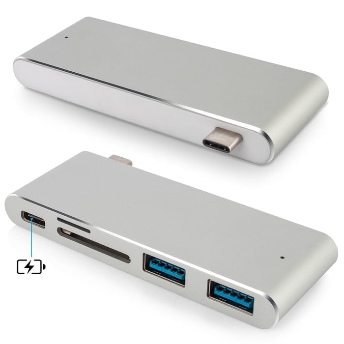 Type C Hub USB 3 Charging UltraSlim Portable Macbook 5 in 1 type c hub - Grey