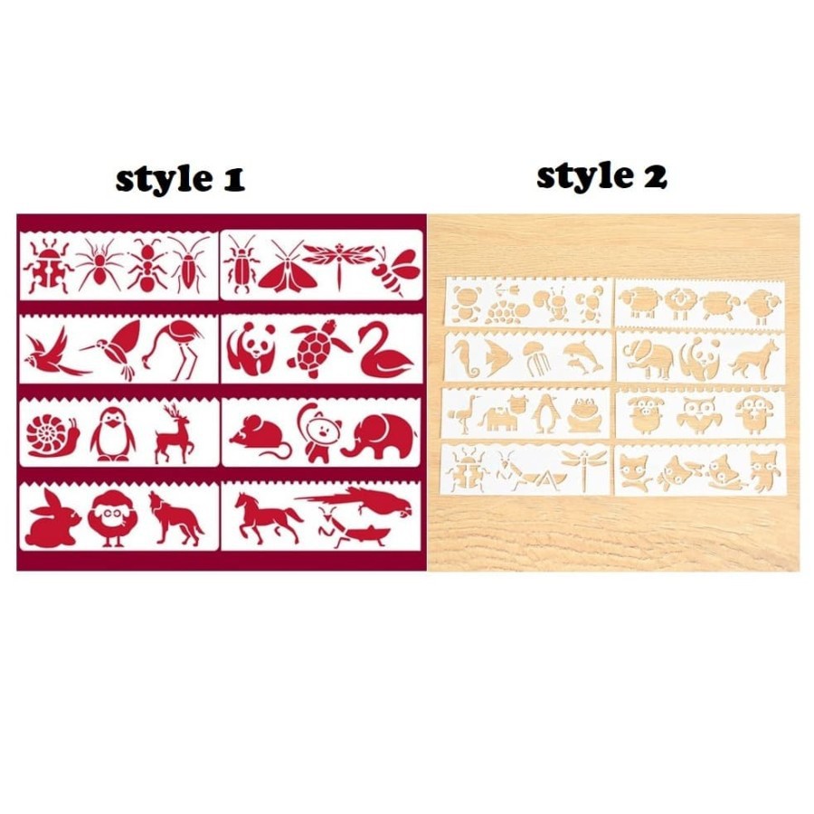 Plastic Stencil 15.5x5.5cm - Cute Animal Theme (8pcs)