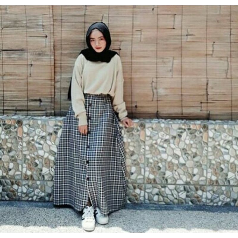 ROK PANJANG SKIRT ROK BUTTON