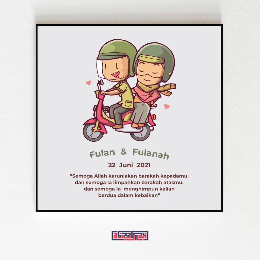 HADIAH PERNIKAHAN CUSTOM NAMA TEMA KARTUN 30 cm x 30 cm Hadiah Kado Pernikahan Wedding Gift Kado Pen