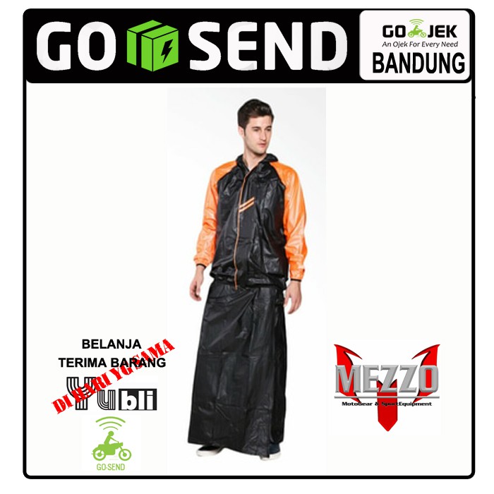 Jas Hujan Mezzo Matic Hitam Orange - Mezzo Raincoat
