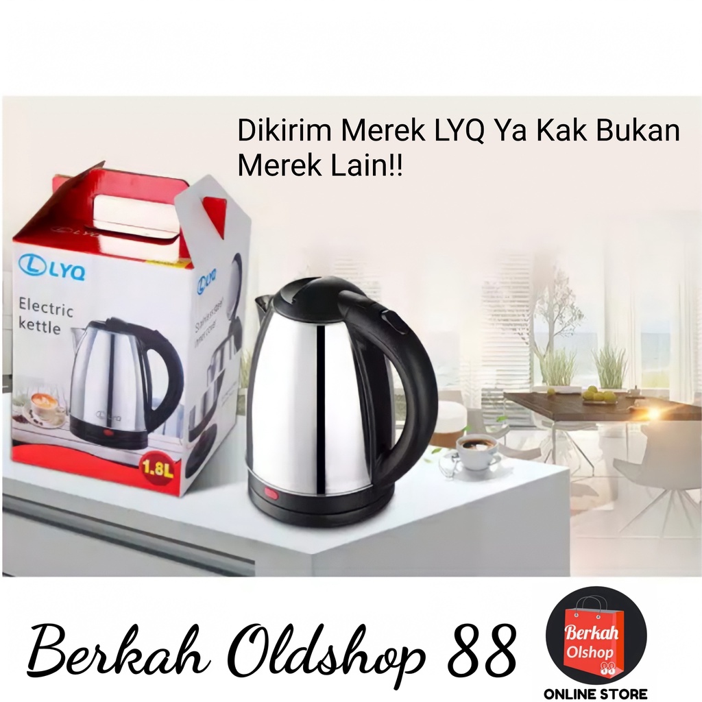 Berkah Oldshop 88 - Teko Listrik Stainless Steel Pemanas Air Kettle Electric Kapasitas 2.3L 600 Watt