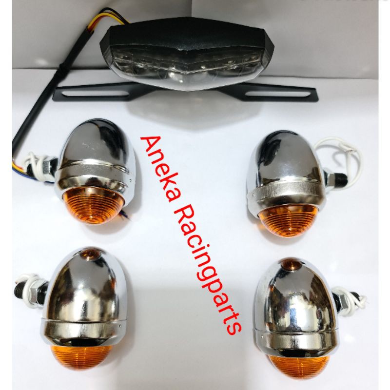 lampu stop variasi rx king tiger cb dll model led 3 in 1 satu set sepasang sen krum depan blkg