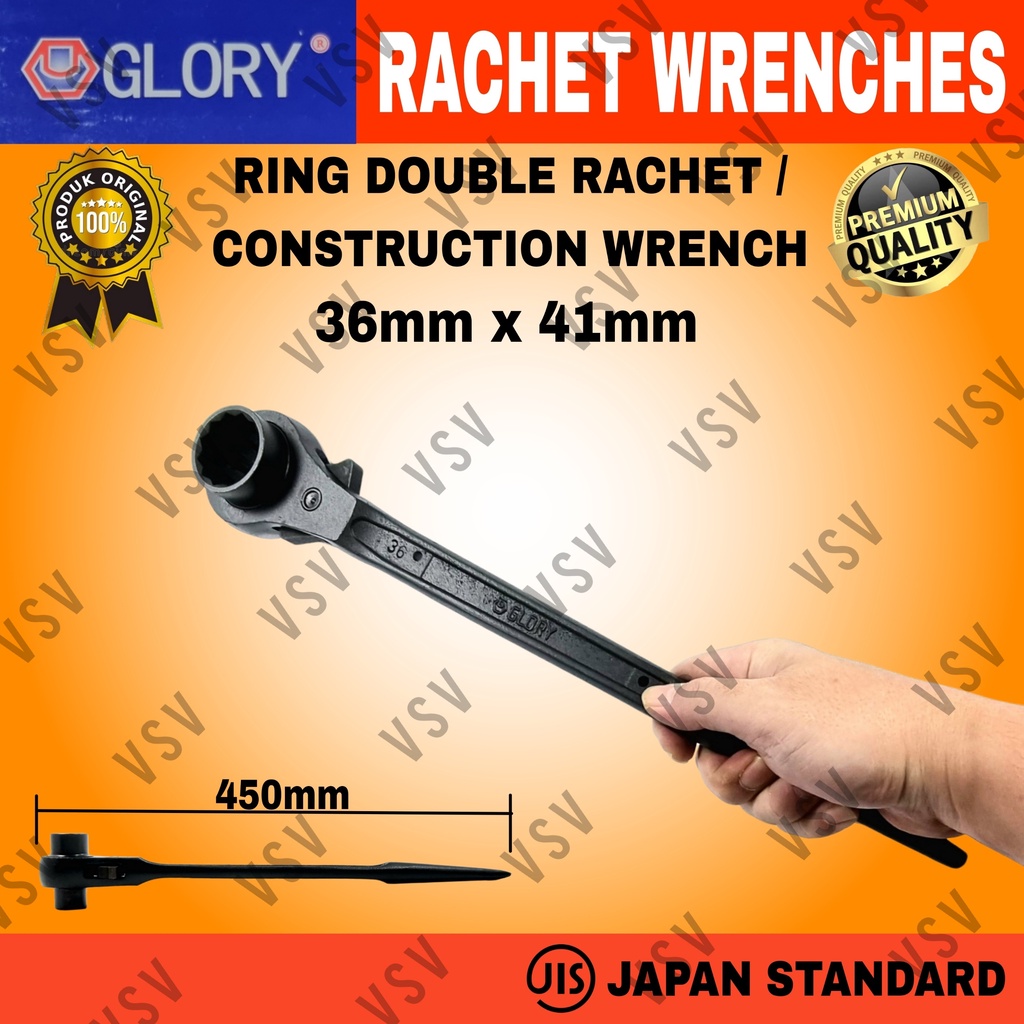 Kunci Ring Double Rachet 36x41mm Kunci Skafolding Construction Wrench Sok Rachet