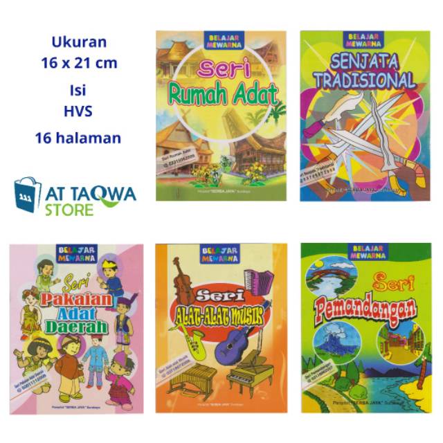 Buku Anak - Belajar Mewarnai untuk PAUD dan TK - Seri Rumah Adat