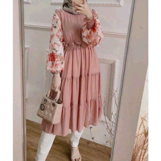 ONE SET JUMBO XXL - STANDART L / XL - ONE SET NIKEN SET / SETELAN WANITA ONE SET DAILY SET TUNIK  FASHION WANITA-SYFA DUSTY SET XXL