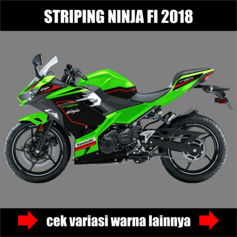 Striping Decal Ninja 250 Fi New 2018 Stiker Variasi Motif Lis Merah 2