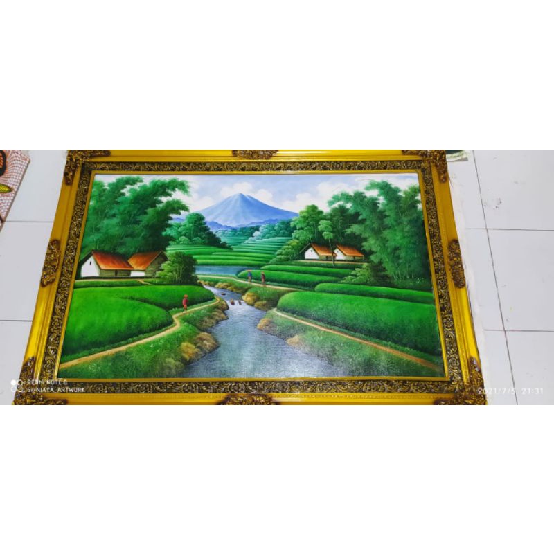 lukisan pemandangan sawah