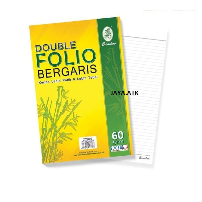 KERTAS DOUBLE FOLIO GARIS 100 LEMBAR DOUBLE FOLIO BERGARIS 70 GSM BAMBOO 100 LEMBAR