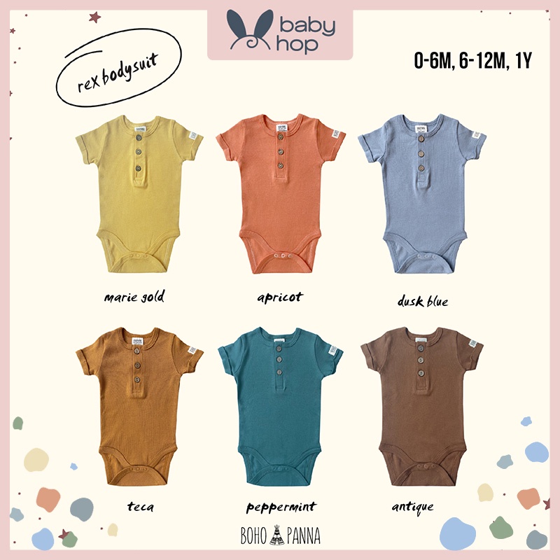 Bohopanna Rex Bodysuit | Baju Jumper Bayi New Born Lengan Pendek Perlengkapan Kado Lahiran Pakaian Bayi Baru Lahir Baby Jamper Jumpsuit Jamsuit Jamswit Jumsuit Jumswit Anak Bayi Laki Laki Perempuan Cowo Cewe Cowok Cewek 0 6 12 Bulan Bohobaby Bohopana-1