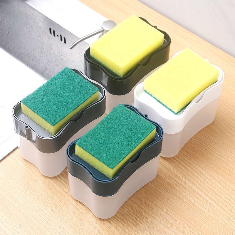 Dispenser Sabun Tempat Sabun Cuci Piring 2 in 1 Busa Sponge Holder Tempat Sabun