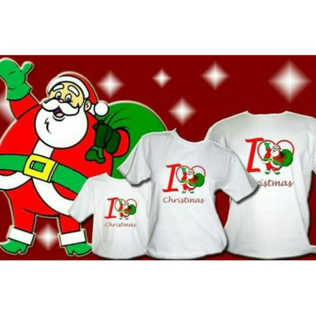  KAOS  NATAL Baju Couple  Keluarga Santa Claus I love 