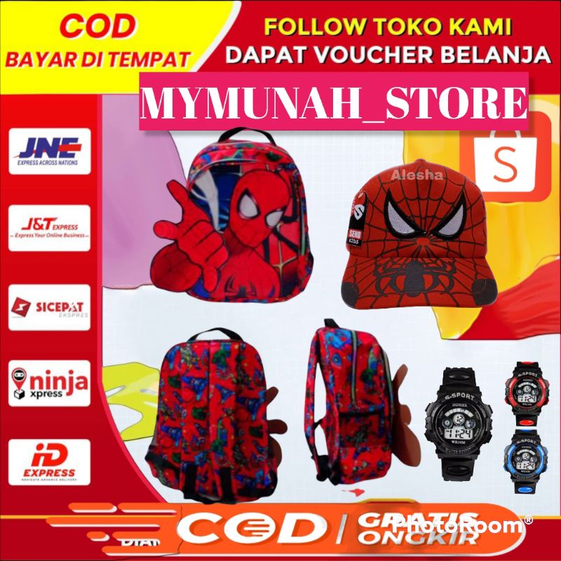 TAS SPIDERMAN/TAS ANAK SEKOLAH 3D TK SD/BERBONUS