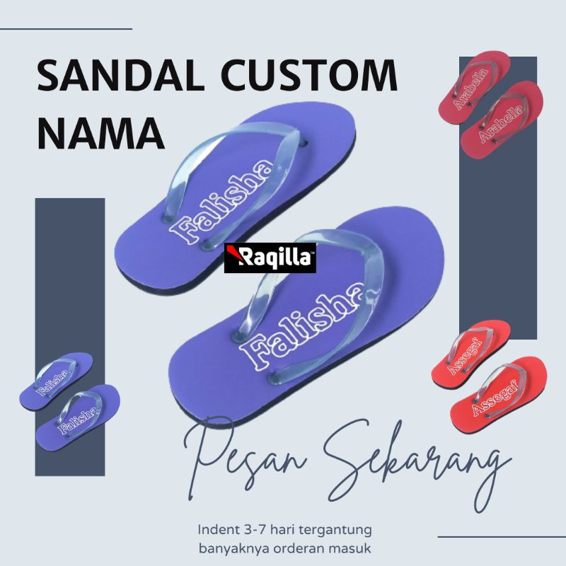 RAQILLA SHOP - SANDAL JEPIT NAMA CUSTOM NEW DESIGN SANDAL CUSTOM NAMA BEBAS