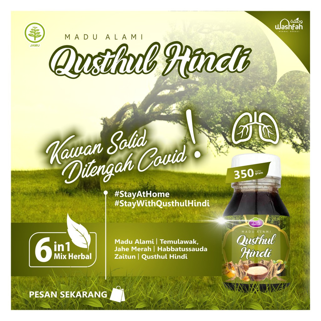 Madu QUSTHUL HINDI Washfah Original Alami 6 in 1 Mix Herbal 350 gr Suplemen Kesehatan Herbal Imun