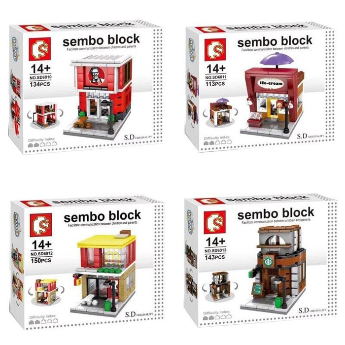 LEGO SEMBO BLOCK 4-IN-1 KFC ICECREAM MCDONALD STARBUCK SD6010 sd SD6013