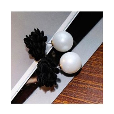 Anting Korea Cantik Hitam Mutiara Model Bunga 55019