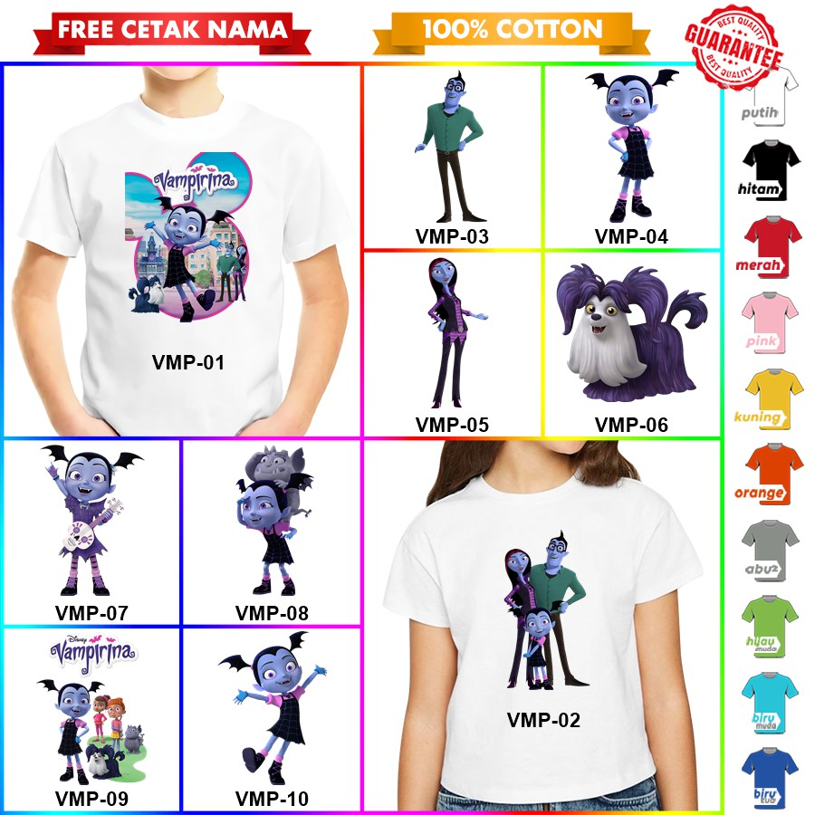 [FREE NAMA!!] Baju Kaos COUPLE ANAK DAN DEWASA VAMPIRINA BANYAK MOTIF