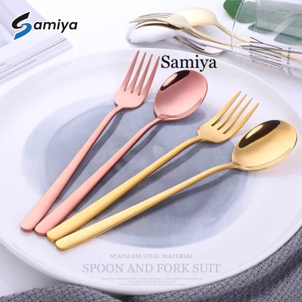 Sendok garpu stainless warna gold rosegold black / sendok stainless warna / sendok makan set