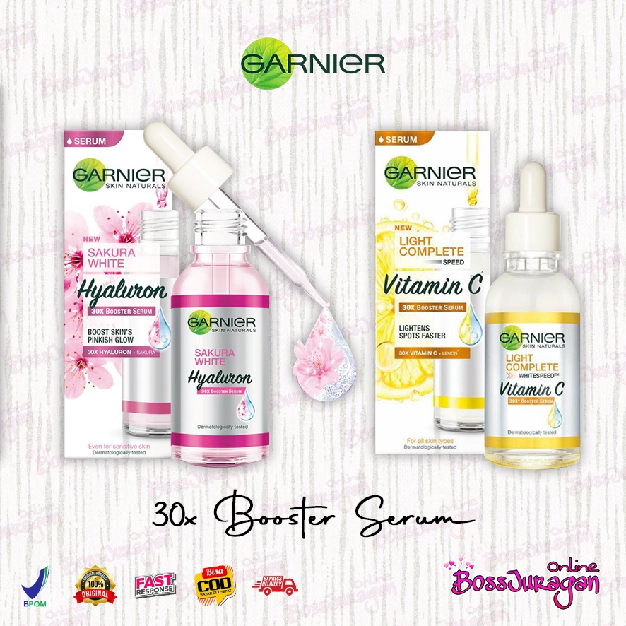 (BOSS) GARNIER 30X Booster Serum Light Complete Vitamin C | Sakura White Hyaluron 15ml/30ml