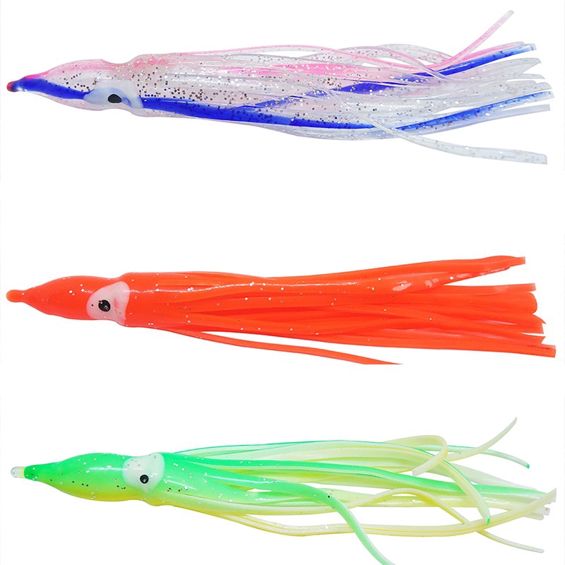 10PCS Mix Colors Alat Pancing Umpan Pancing Buatan Umpan Pancing Umpan Mancing Umpan Mancing Squid jig relix nusantara Octopus Umpan Ikan Squid lure 5cm 9cm 11cm Soft Plastic Lure Kail Pancing Alat Pancing Murah Tuna