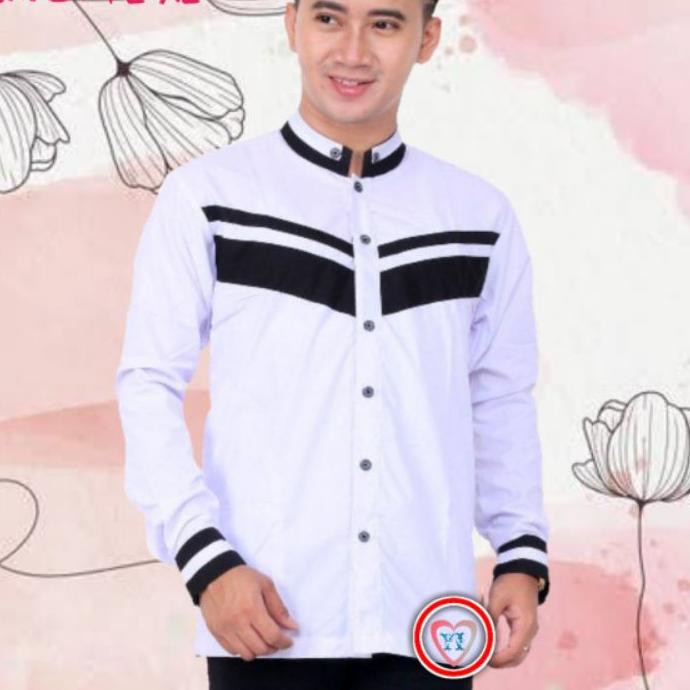 [Hot Sale] -63 * Baju koko pria putih terlaris hadroh azzahir koko gus azmi santri nu kemeja koko nu