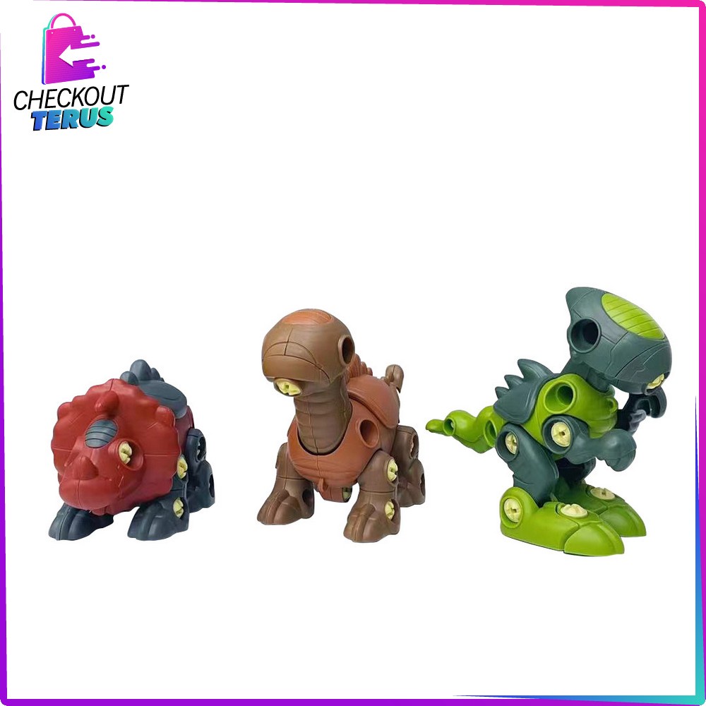 CT M219 DIY Dino Puzzle Assembly 3IN1 Mainan Edukasi Anak DIY Assemble Set Mainan Anak Bongkar Pasang Dinosaurus BONUS OBENG