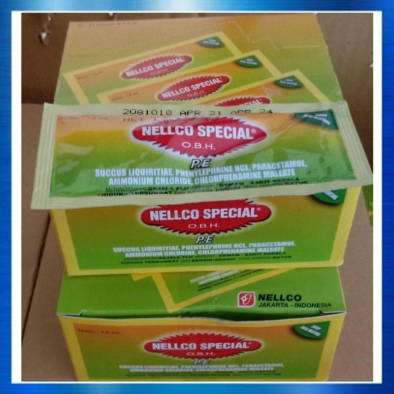 Nelco Special PE Rasa Menthol 1 Box isi 25 Sachet, OBH Nelco Special Sachet Obat Batuk Hitam, Obat B