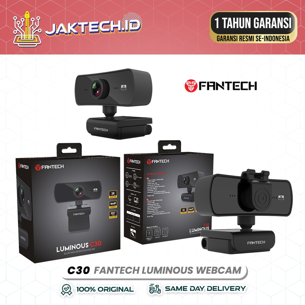 Fantech C30 Webcam Luminous 2k 4mp QHD 1440p / GARANSI RESMI