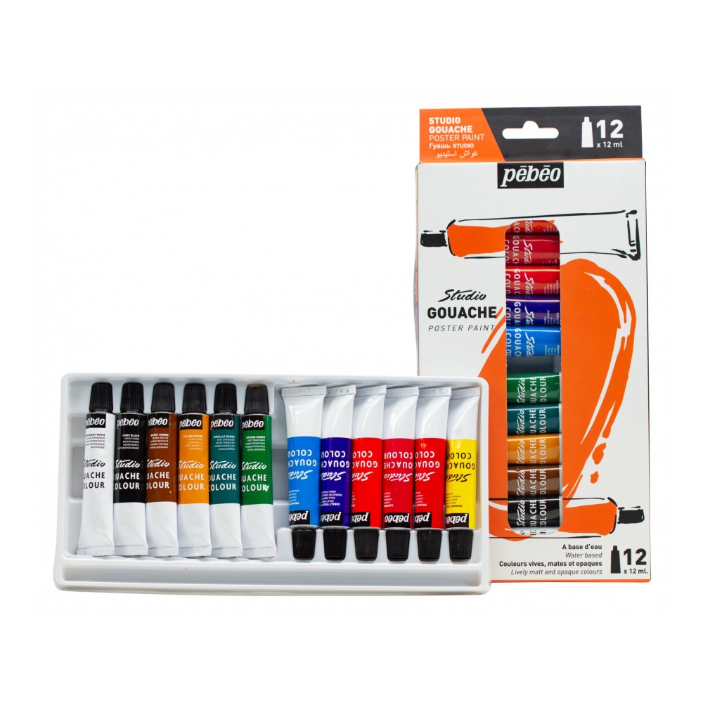 Pebeo Studio Gouche Poster Paint Set 12 x 12ml