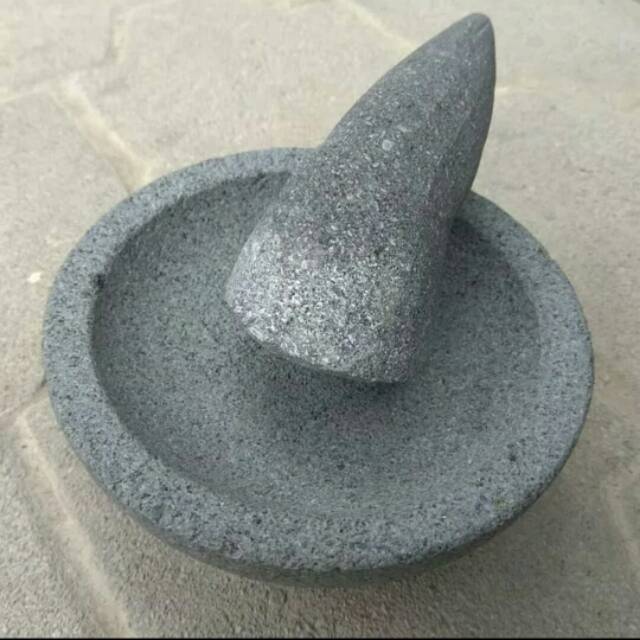 COBEK & ULEKAN BATU ASLI 15×15cm ALAT DAPUR PENUMBUK BUMBU & SAMBAL