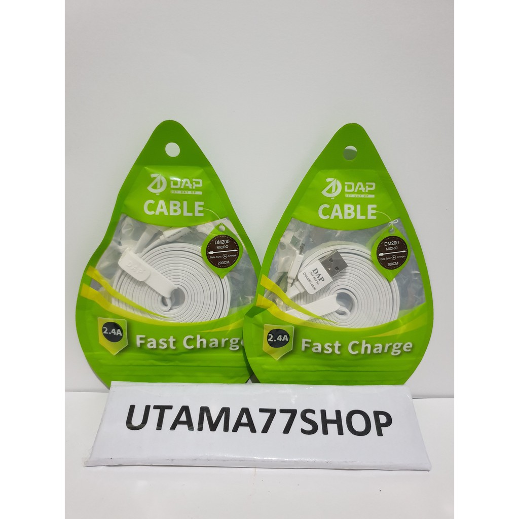 Kabel Data Micro usb DAP DM200 Kabel Micro USb Fast Charging 2.4A panjang 200 cm