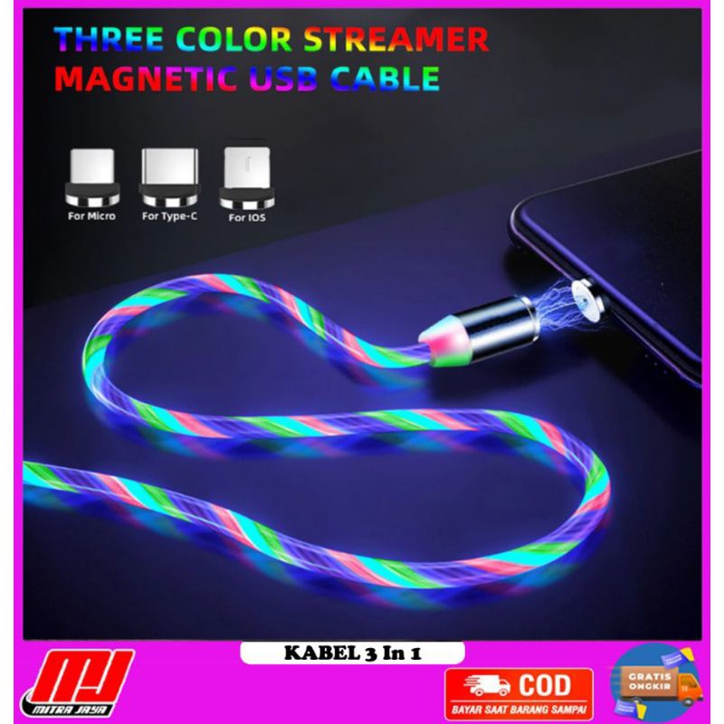 ELITE Cyber X3 Kabel USB 3 In 1 Charger Magnetic Luminous Luminous LED