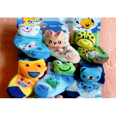 Kaos Kaki Bayi Boneka 3D Samping (laki perempuan,Katun Sapandex,Isi 3 pasang,usia 0 6 bulan,1 tahun)