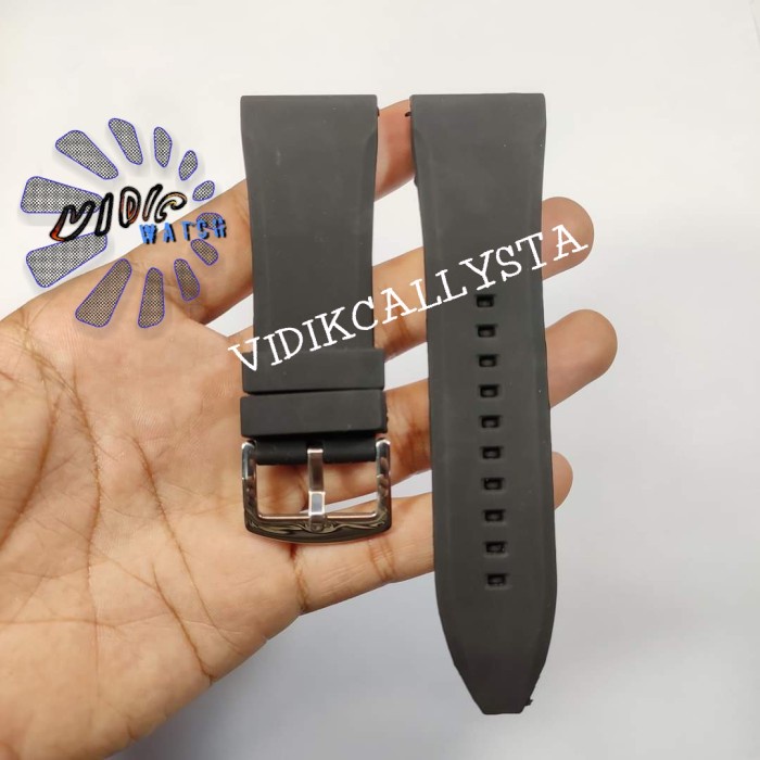 STRAP SILICONE RUBBER TALI JAM TANGAN ASLI 28MM 30MM BAGUS HITAM 28 30 MM