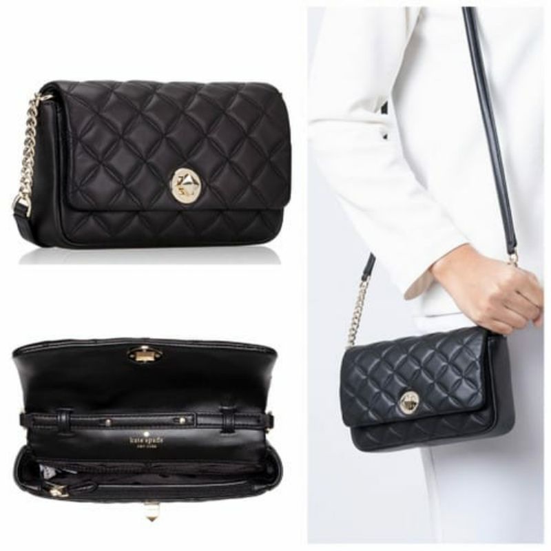 kate spade natalia flap crossbody turnlock black