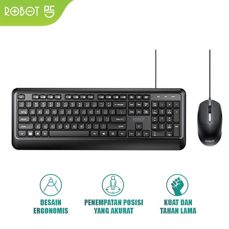 ROBOT Keyboard KM2600 Set Combo Keyboard and Mouse  for Komputer/Laptop Original Garansi Original Re