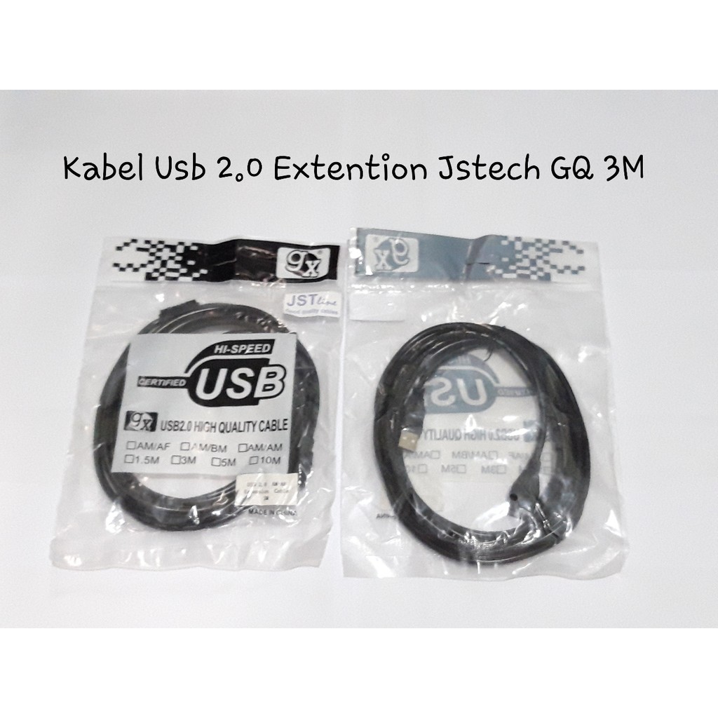 KABEL USB EXTENTION 2.0 JSTECH BLACK GOOD QLTY 3M