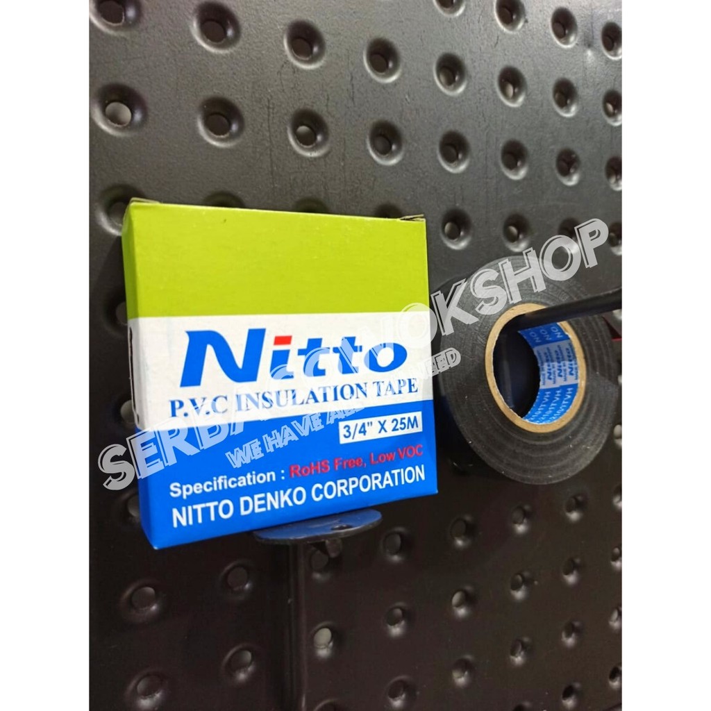 1 Dus Nitto Isolasi Listrik Original Tape Hitam PVC Kabel 3/4&quot; 25 M ASLI Termurah Berkualitas