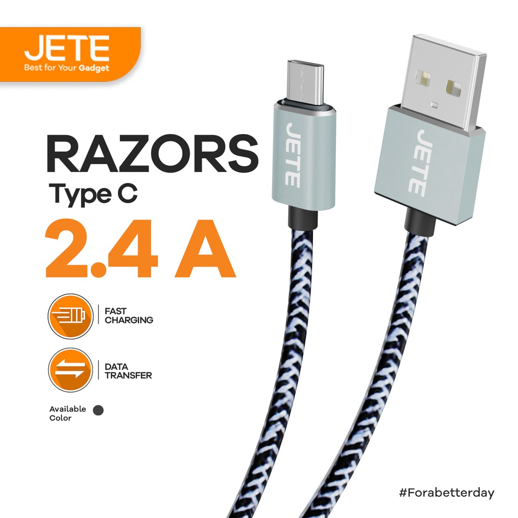 Kabel USB Type C Fast Charging JETE Razors - Garansi Resmi 2 Tahun