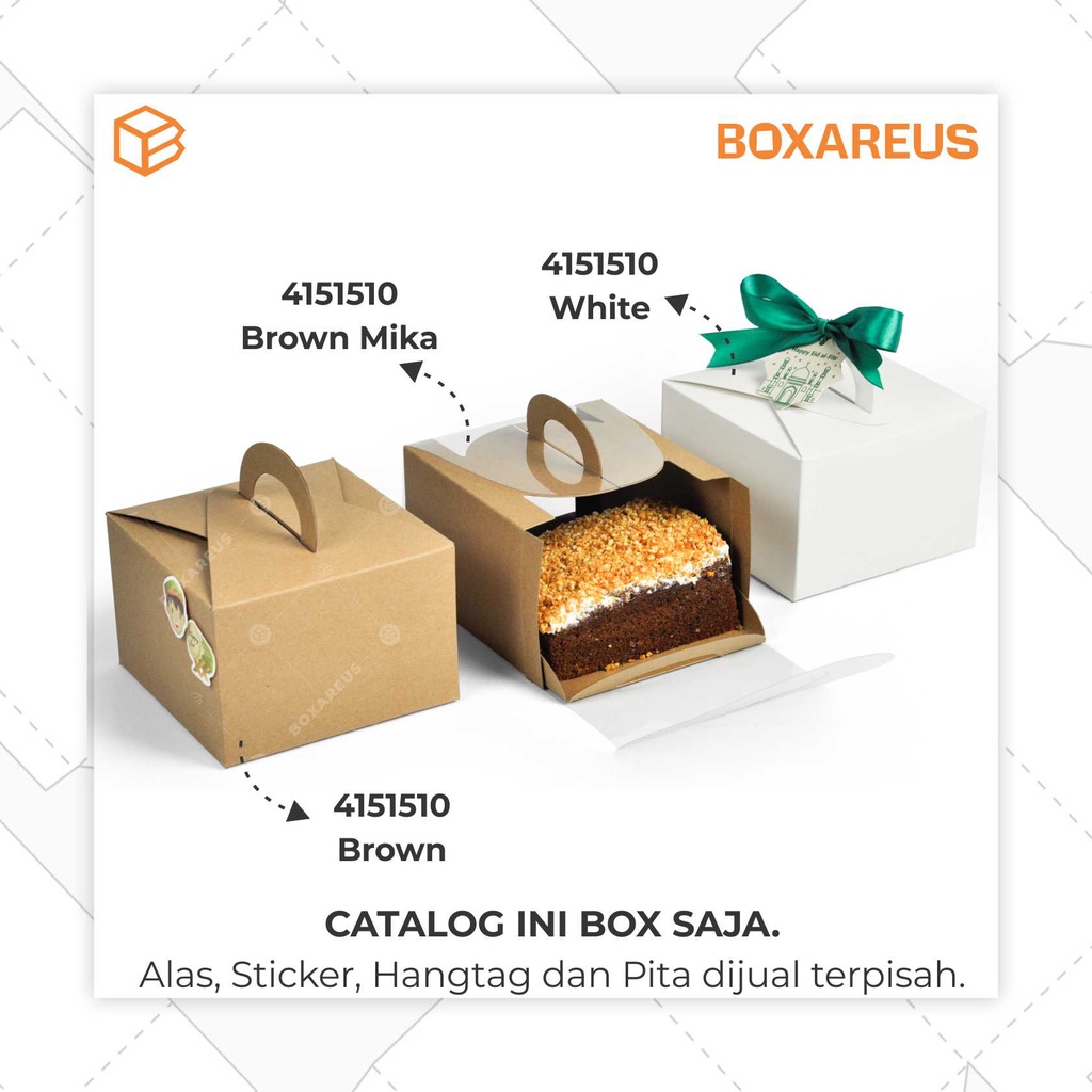 Cake Box Gable Mika Kotak Kue Packaging Gift Box Kado Souvenir | 4151510 Brown (20pc)