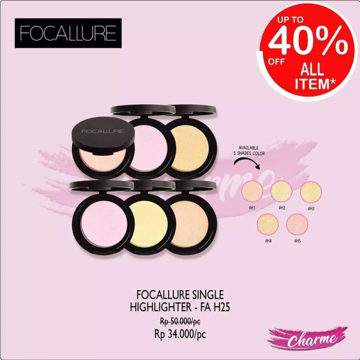 (READY &amp; ORI!) Focallure Single Highlighter Color Mix FA25 FA 25 H Series Monocrome 5 Color