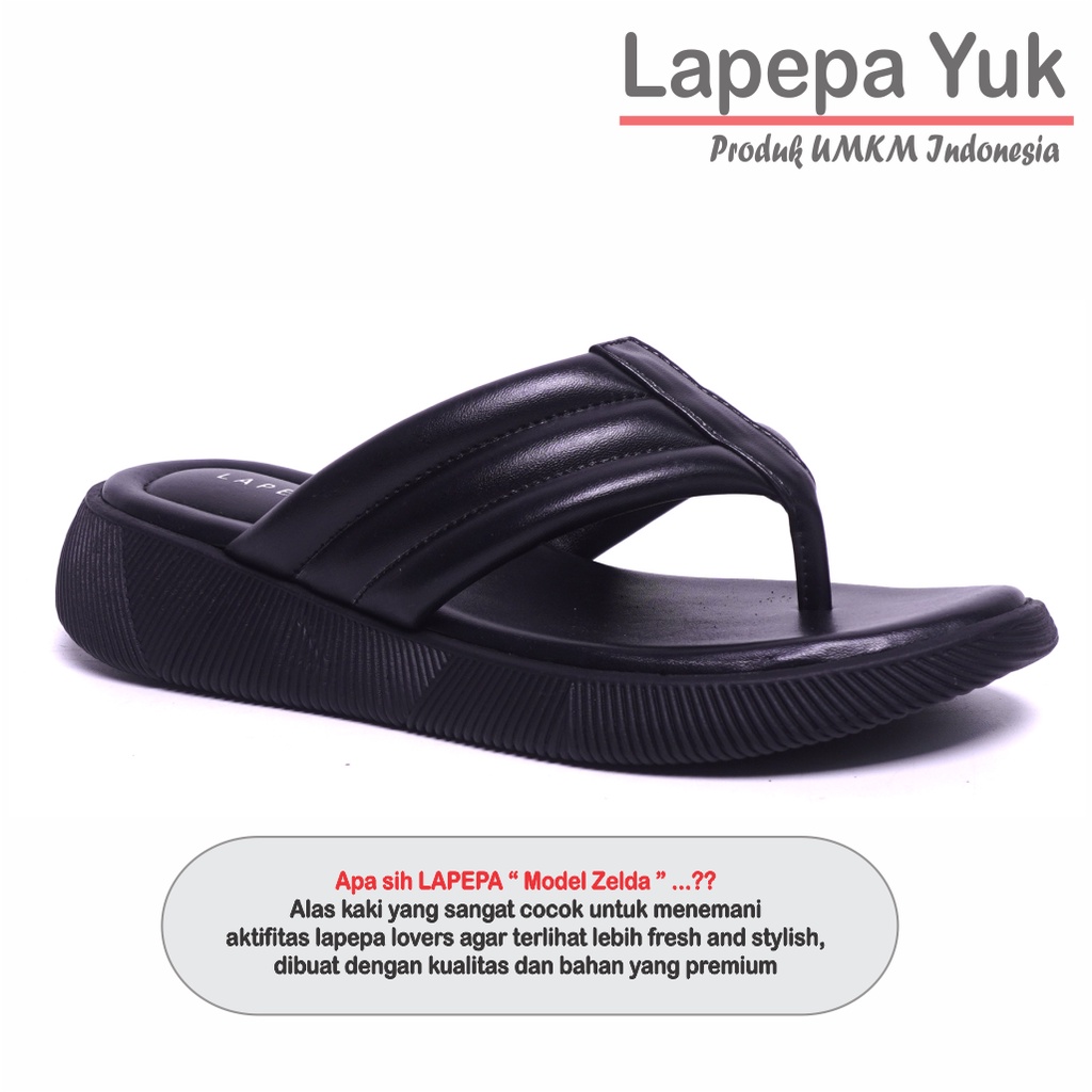 LAPEPA YUK - Sandal Wanita Jepit Wedges ZELDA Sendal Japit Platform Perempuan Empuk  Sandals Cewe Capit Tinggi  Size 36 37 38 39 40 41 Untuk Rumah Santai Premium Promo Selop Wejes Warna Hitam BLACK Kekinian Terbaru Shoes Ori Original Mall Official Store